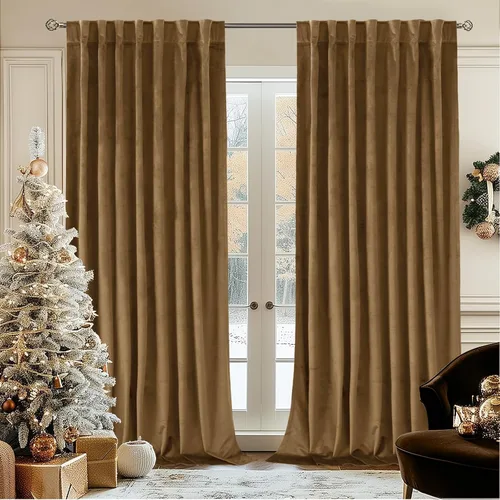 Miniatura 40 de BGment Cortinas de terciopelo rosa polvoriento, 2 paneles de 84 pulgadas, 2 paneles para sala de estar, aislamiento térmico de lujo, reducen