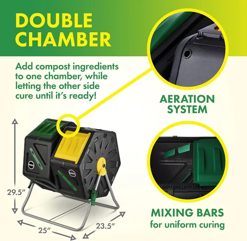 Miniatura 3 de Miracle-Gro - Contenedor de doble cámara para composta, para exteriores, 2 puertas corredizas (2 x 70 litros)
