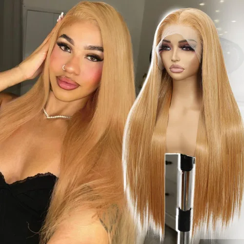 Miniatura 13 de SAPPHIREWIGS Peluca de cabello lacio natural color marrón rojizo #350, sin enredos, línea capilar natural 6 × 13, parte de libertad de encaje