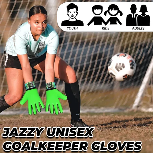 Miniatura 6 de Guantes de portero de fútbol para niños y jóvenes, guantes de portero antideslizantes con palma de látex de 4 mm y fuerte agarre, protección doble