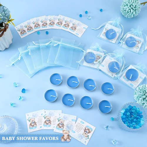 Miniatura 3 de Colarr Juego de 50 Velas para Baby Shower Temáticas de Oso como Recuerdos para Baby Shower, Regalos para Invitados, Incluye 50 Velas de Té, 50