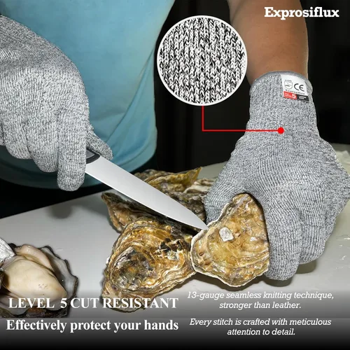 Miniatura 2 de 2 pares de guantes de trabajo resistentes a los cortes EN388 Nivel 5 – Protección de alto rendimiento, aptos para alimentos y lavables a máquina