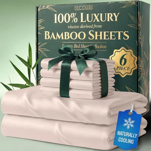 Miniatura 22 de DECOLURE Juego de sábanas 100% viscosa derivada de bambú, tamaño individual, sábanas de lujo de 4 piezas de enfriamiento natural, juego de cama