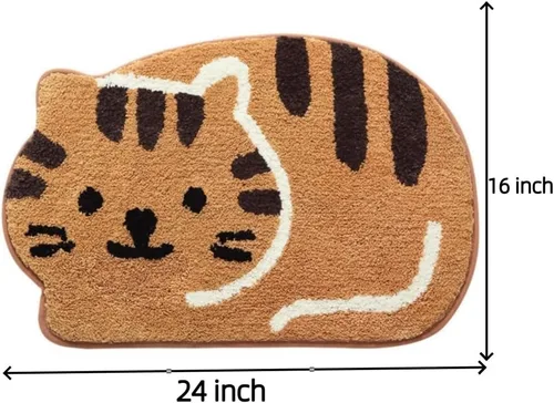 Miniatura 3 de Alfombra con forma de gato de 16 x 24 pulgadas, tapete de ducha, tapete de baño linda, alfombra de baño con cara de gato, alfombras de área lavables