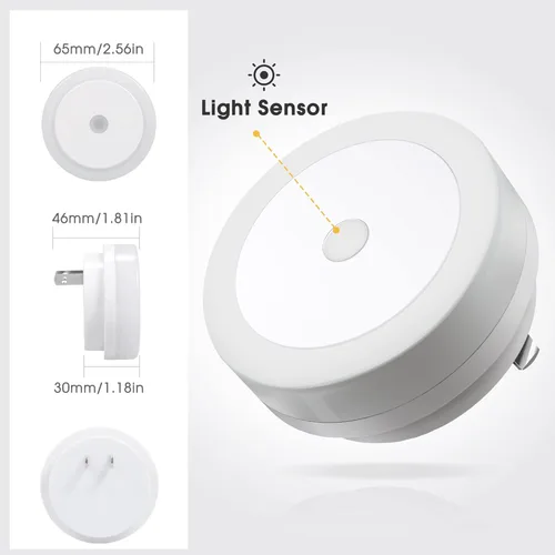 Miniatura 5 de Luces nocturnas enchufables, paquete de 2, luz nocturna LED con sensor para niños, bebé, baño, escalera, pasillo, color blanco frío