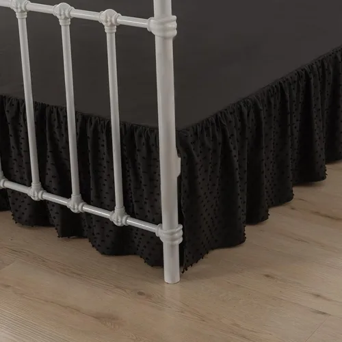 Falda de cama de lunares copetudos, falda de cama con volantes tamaño King con esquinas divididas, faldas de cama con volantes de 14 pulgadas con