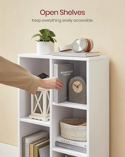 Miniatura 6 de VASAGLE Custos Collection - Estantería para libros tipo cubo con 4 compartimentos, 9.4 x 26 x 26 pulgadas, estantería de almacenamiento para sala