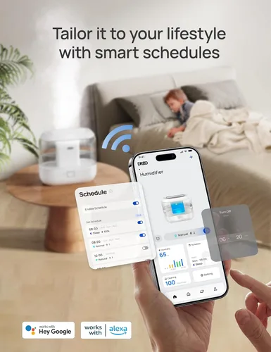 Miniatura 3 de Dreo Humidificadores inteligentes para dormitorio, humidificador de gran tamaño de 4 L de llenado superior para habitación grande con 28 dB, tiempo