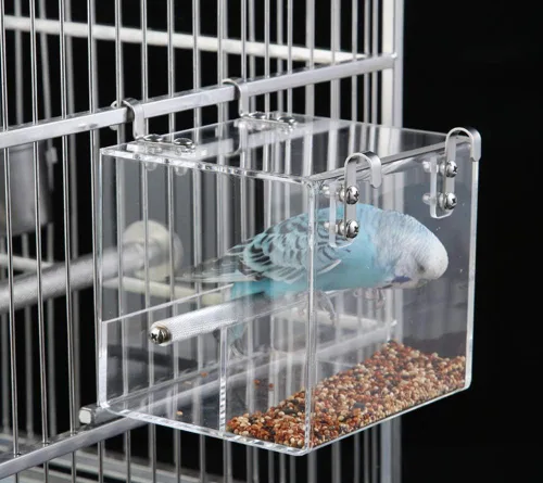 Miniatura 2 de Comedero automático para pájaros sin ensuciar, jaula para mascotas, contenedor de comida para semillas para periquito, canario, cacatúa, loro
