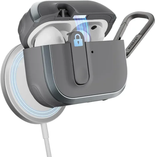 Miniatura 24 de MAGEASY Odyssey - Funda para AirPods Pro 2, funda resistente para AirPods Pro con bloqueo seguro, clip de mosquetón para protección a prueba