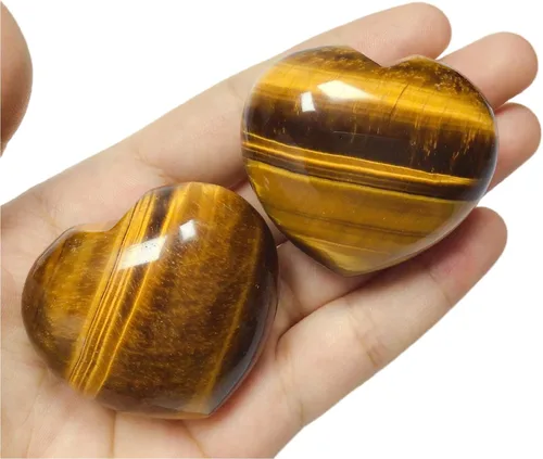 Miniatura 2 de Ojo de tigre cristal corazón decoración tallado hojaldre corazón piedra preocupación para terapia de ansiedad, equilibrio de chakras y buena suerte