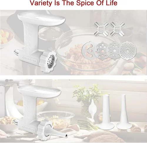 Miniatura 6 de KITCHTREE Accesorio para picadora de carne para batidoras de pie KitchenAid, incluye accesorio para molinillo de alimentos y accesorio de relleno