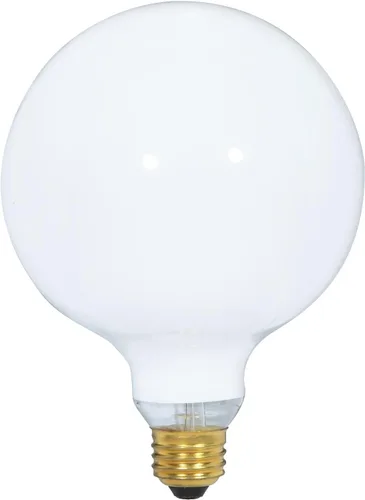 Satco S3004 - Bombilla de base mediana G40 de 120 voltios y 150 W, color blanco brillante, paquete de 2