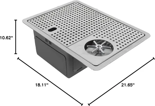 Miniatura 10 de FLEXMAN Enjuagadora de vidrio, 20.1 x 14.6 x 7.9 pulgadas de acero inoxidable, juego de máquina comercial de limpieza de vidrio con escurridor