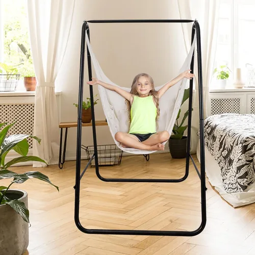 Miniatura 6 de Goutime Silla hamaca, columpio de techo de cuerda colgante bohemio, silla colgante de macramé para interiores, exteriores, dormitorio, exterior