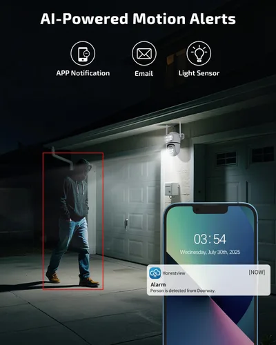 Miniatura 8 de OHWOAI Cámara de seguridad al aire libre inalámbrica de doble vista, cámaras de vigilancia 2.4G/5G WiFi PTZ con visión nocturna a