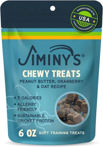 Miniatura 9 de Jiminy's Golosinas masticables de entrenamiento de cricket para perros, bajas en calorías, hipoalergénicas, fabricadas en Estados Unidos, 6 onzas