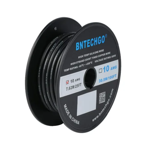 Miniatura 19 de BNTECHGO Carrete de alambre de silicona calibre 10 de 25 pies, alambre de cobre estañado trenzado de 10 AWG, color azul flexible