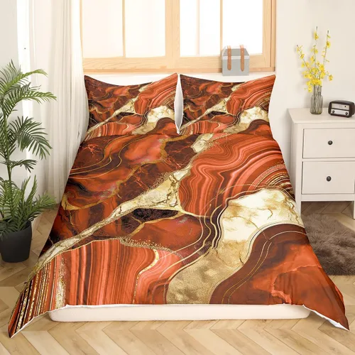 Miniatura 17 de Funda de edredón de mármol negro tamaño individual, juego de ropa de cama dorada para adultos, hombres y mujeres, funda de edredón de textura