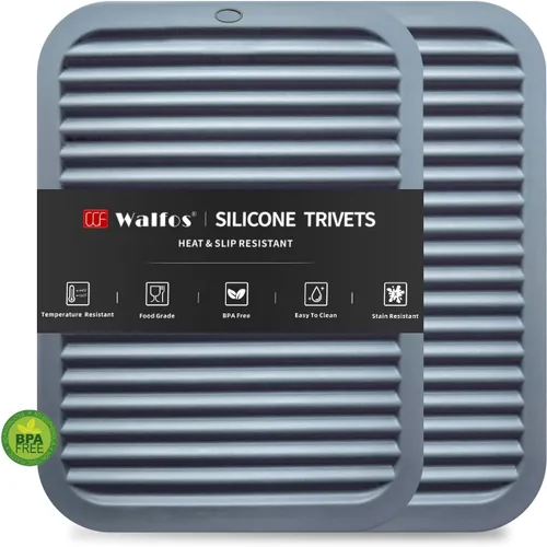 Miniatura 15 de Walfos Alfombrillas de silicona – 4 soportes para ollas resistentes al calor, almohadillas calientes antideslizantes multiusos para agarraderas