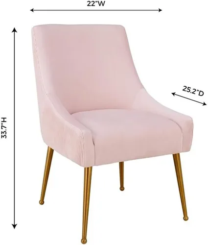 Miniatura 3 de Tov Furniture Beatrix - Silla auxiliar de comedor de terciopelo plisado (rubor)