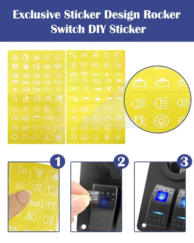 Miniatura 7 de Panel de interruptor basculante marino de aluminio de 6 bandas, impermeable, para disyuntor de barco protegido, pantalla de voltaje digital, puerto