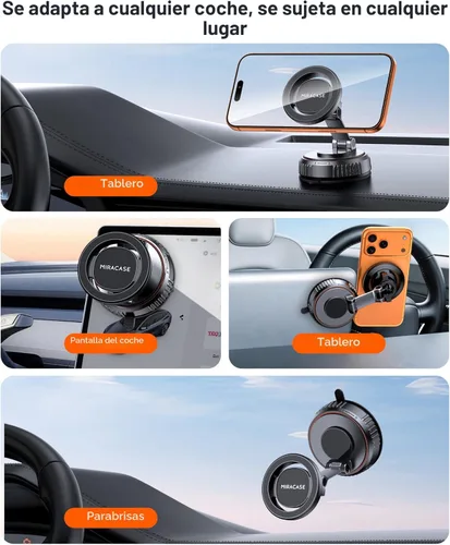 Miniatura 6 de Miracase Soporte de coche MagSafe [imán fuerte de 3600 gf y base de succión de 89 + libras] Soportes magnéticos de teléfono al vacío para tu