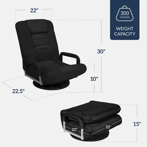 Miniatura 3 de Best Choice Products Silla Giratoria para Juegos de 360 Grados Silla de Piso Multiusos Mecedora para TV, Lectura, Jugar Videojuegos con Soporte