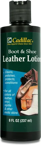 Cadillac Loción limpiadora y acondicionadora de botas y zapatosde cuero – acondiciona, limpia, pule y protege el cuero de todo colores – ideal para