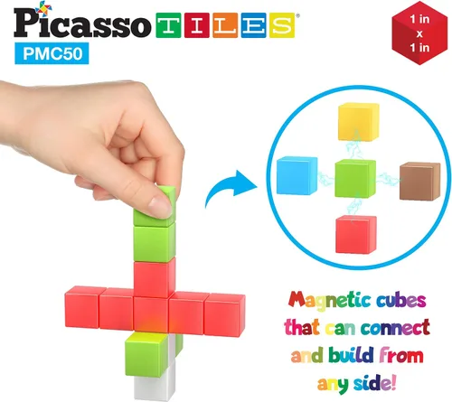 Miniatura 6 de PicassoTiles Cubo de Rompecabezas Magnético Pixel de 1" para Niños Mezcla y Combina con Libro de Ideas Gratuito Juguetes Sensoriales Aprendizaje