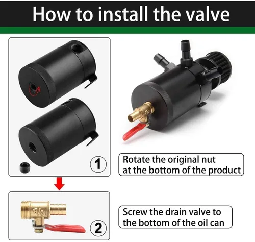 Miniatura 9 de Kit universal de tanque de reserva de aceite para coche de 150ml, compacto deflector de 3 puertos separador de aceite 2 entradas 1 salida negro