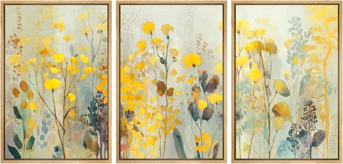 Miniatura 84 de SIGNWIN Impresión en Lienzo Enmarcado Arte de Pared Rosa Blanca Suave Floral Flores Delicadas en Floración Ilustraciones Modernas Bohemias Escénicas
