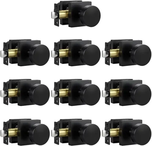 Miniatura 20 de Knobonly Paquete de 6 pomos de puerta negros para dormitorio y baño, pomos de puerta de privacidad interiores con cerradura, pomos de puerta