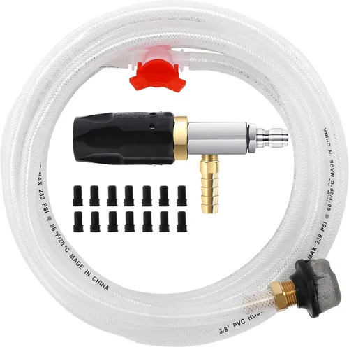 Miniatura 8 de JOEJET Inyector aguas abajo para lavadora a presión, kit de inyector químico ajustable, lavadora de potencia variable Boquilla de largo alcance