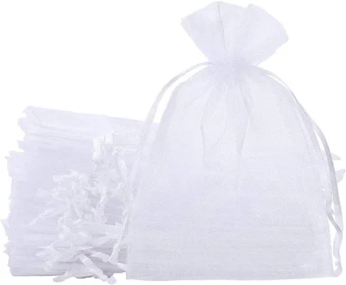 Miniatura 17 de 100 bolsas de papel de regalo de 4 x 6 pulgadas, color negro, tela de tul transparente, bolsas reutilizables con cordón para regalos de baby shower