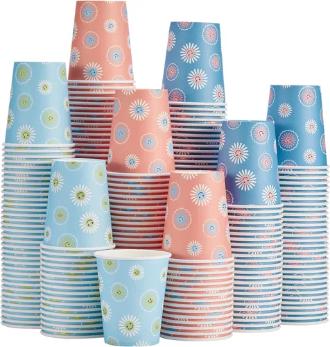SIUQ Paquete de 300 vasos de papel de 8 oz, tazas de café desechables, tazas de café de papel de 8 oz, coloridos vasos para bebidas calientes/frías