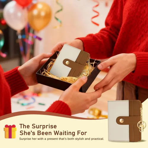 Miniatura 7 de Jogjam Cartera pequeña para mujer, Rfid delgada y compacta para tarjetas de crédito, billetera plegable de piel sintética, bolsillo con cremallera