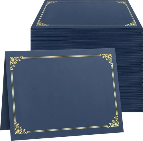 Miniatura 9 de Portacertificados SUNEE (Azul Marino, 30 paquetes), cubiertas de diploma con borde de papel dorado, para certificados de tamaño carta 8.5x11