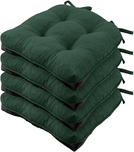 Miniatura 16 de Almohadillas de silla Wellsin para sillas de comedor, cojines de silla de cocina antideslizantes con lazos, juego de 4 almohadillas de silla de Caqui