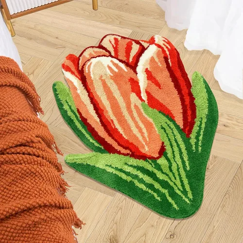 Miniatura 17 de USTIDE Alfombra de girasol esponjosa, alfombra suave y lanuda de flores, hecha a mano, alfombras modernas, lavables, para sala de estar, lavandería