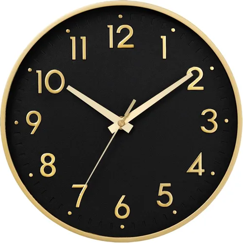 Miniatura 16 de Reloj de pared Mosewa de 20 cm, moderno, analógico, silencioso, sin tictac, funciona con pilas, decorativo para cocina, dormitorio, oficina (dorado)