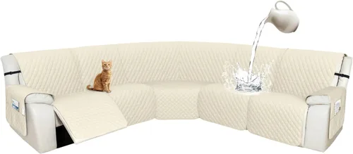 Miniatura 47 de Arfntevss Fundas de sofá modular reclinable, 100% impermeable, en forma de L, para sillón reclinable en forma de L, funda seccional lavable