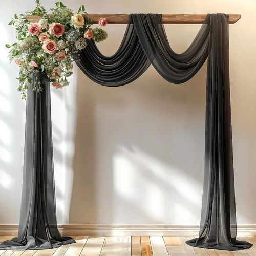 Tela Negra para Drapeado de Arco de Boda 1 Panel 30'' x 20 Pies Cortinas Negras Tela Transparente Telón de Fondo Telas para Drapeado de Arco para