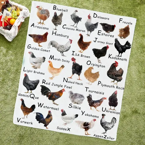 Miniatura 3 de Manta de raza de pollo – Manta de pollo para niños y niñas – Acogedora franela suave, ligera y cálida – Habitación, cama, camping – 30"x40