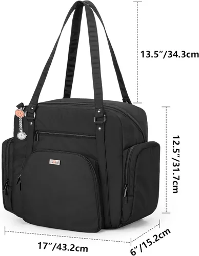 Miniatura 7 de LoDrid Bolsa de mano para enfermera con parte inferior acolchada, bolsa de enfermería para salud en el hogar, bolsa de trabajo de enfermera con Negro