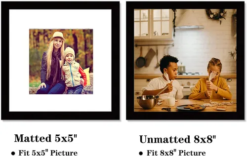 Miniatura 2 de Pojah - Juego de marcos de fotos cuadrados con estera para exhibir fotos de 5x5 o 8x8, vidrio de PVC, para decoración de pared en el hogar u oficina