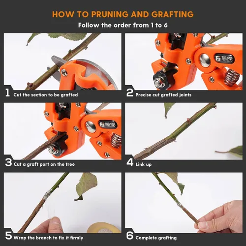 Miniatura 4 de FUJIWARA Herramienta de injerto de jardín, kit de poda multifuncional, injerto en U, injerto en V, injerto de Ω, para injerto de ramas de árboles