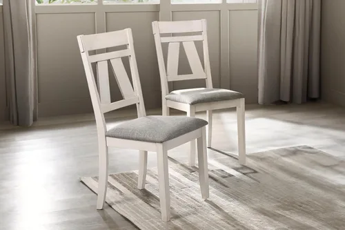 Miniatura 2 de New Classic Furniture Maisie - Silla auxiliar de madera con asiento de poliéster (juego de 2), color blanco