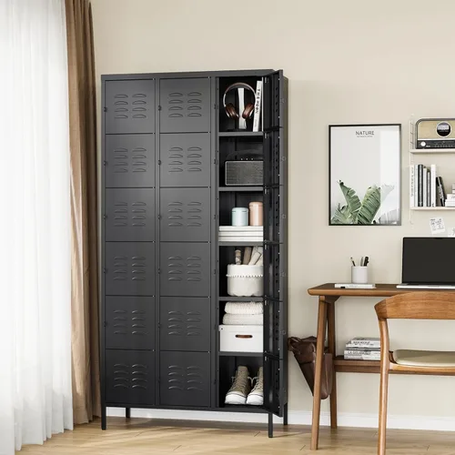 Miniatura 2 de Letaya Taquillas de metal para empleados: armario de almacenamiento de 18 puertas con estantes y gabinete de acero con cerradura para la escuela