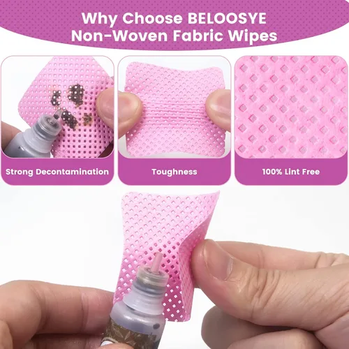 Miniatura 7 de 540 toallitas de uñas sin pelusas, toallitas con pegamento para extensiones de pestañas, súper absorbentes, suaves y no tejidas, toallitas Rosa
